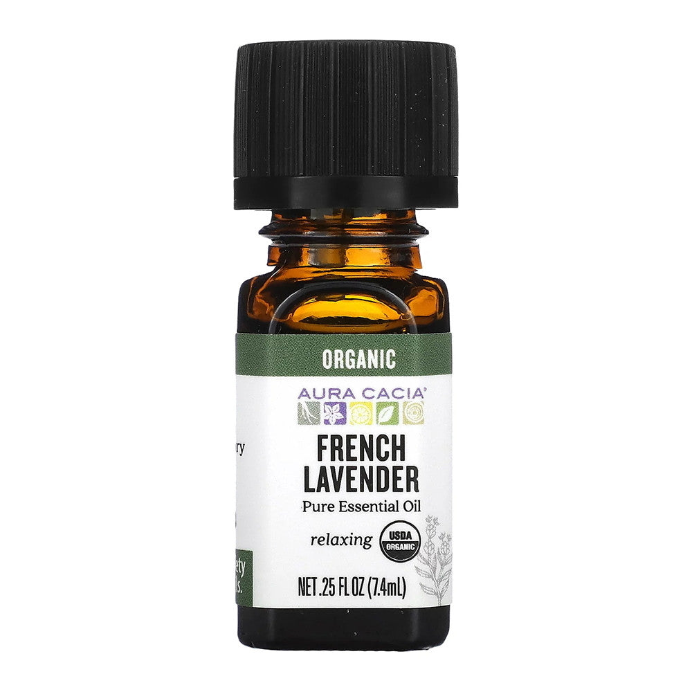 Aura Cacia Organic French Lavender Relaxing Pure Essential Oil, 0.25 Oz